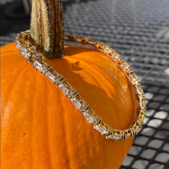 Gold Color over Sterling Tennis Style Bracelet - Picture 17 of 17